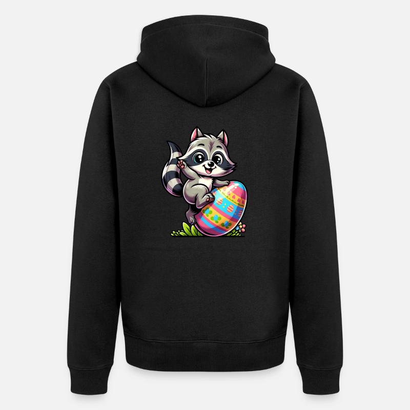 Easter Raccoon Easter Egg - Unisex Premium Organic Zip Hoodie - black