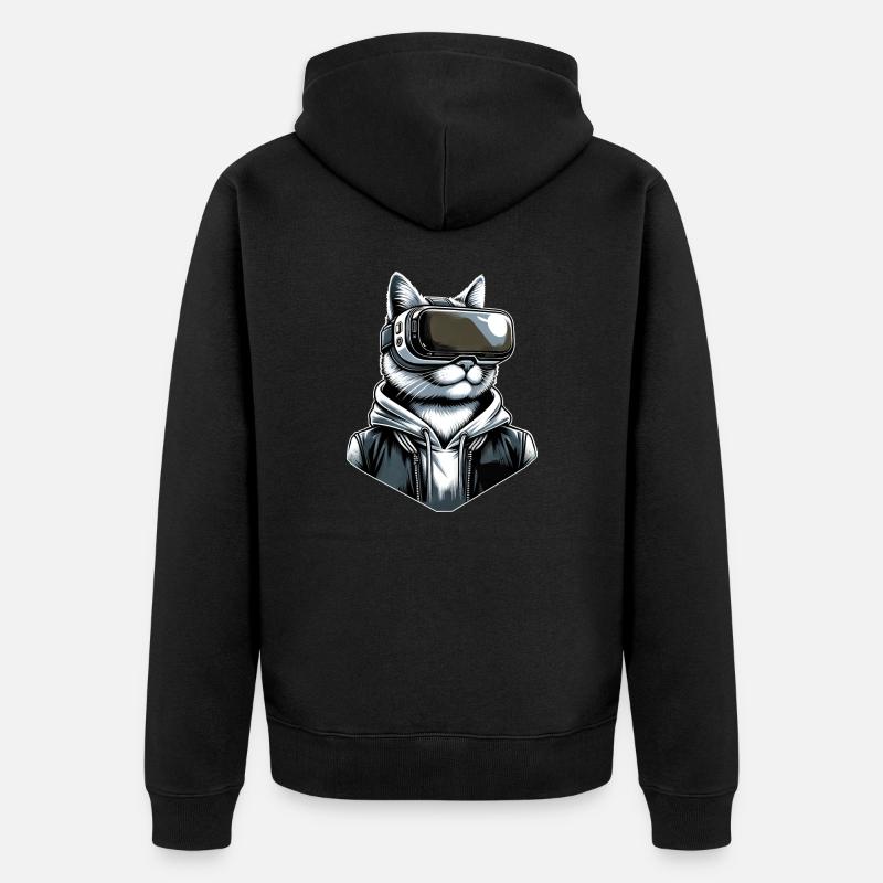 Katze VR-Brille Virtual Reality - Unisex Premium Bio Zip Hoodie - Schwarz
