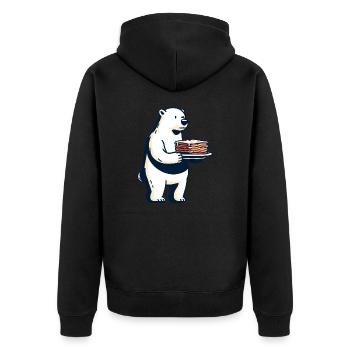 Eisbär Liebt Italienische Lasagne - Unisex Premium Bio Zip Hoodie - Schwarz - Hinten - Nico (187cm)