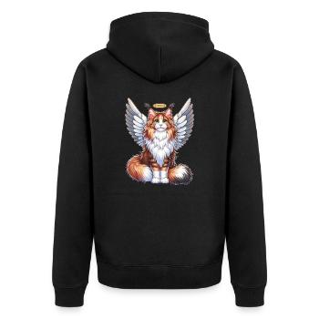 Maine Coon Cat as Angel with Wings - Unisex Premium Organic Zip Hoodie - black - Back - Nico (187cm)