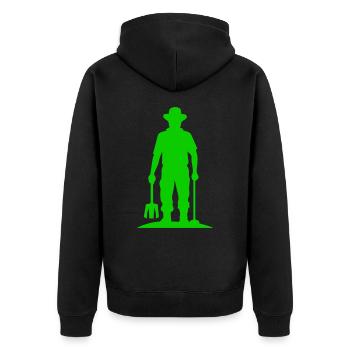 Farmer Silhouette - Unisex Premium Organic Zip Hoodie - black - Back - Nico (187cm)