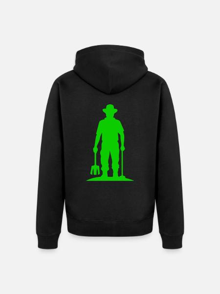 Farmer Silhouette - Unisex Premium Organic Zip Hoodie - black