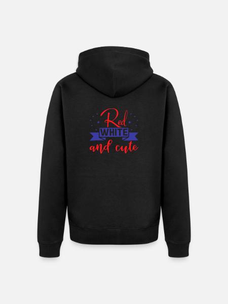 Red White and cute - Unisex Premium Organic Zip Hoodie - black