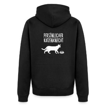 Katzen Shirt Geschenk für Katzenhalter Motiv - Unisex Premium Bio Zip Hoodie - Schwarz - Hinten - Nico (187cm)