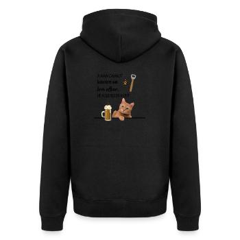Mann kann nicht von Bier alleine Leben Katze - Unisex Premium Bio Zip Hoodie - Schwarz - Hinten - Nico (187cm)