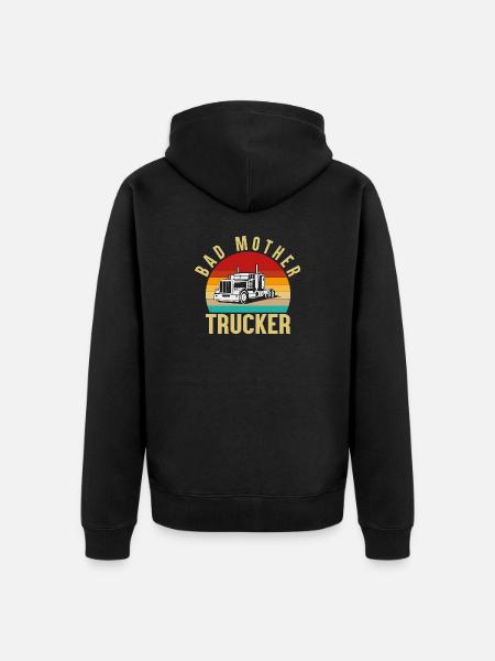 Bad mother trucker, retro - Unisex Premium Organic Zip Hoodie - black