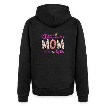 Stolze Mama Mutter Mami Lebensaufgabe Kinder Kind - Unisex Premium Bio Zip Hoodie - Schwarz - Hinten - Nico (187cm)