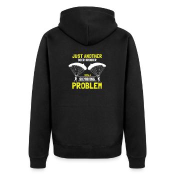Just Another Beer Drinker With A Skydiving Problem - Unisex Premium Bio Zip Hoodie - Schwarz - Hinten - Nico (187cm)