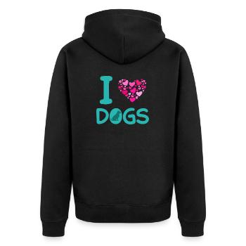 Dog lovers I love dogs - Unisex Premium Organic Zip Hoodie - black - Back - Nico (187cm)