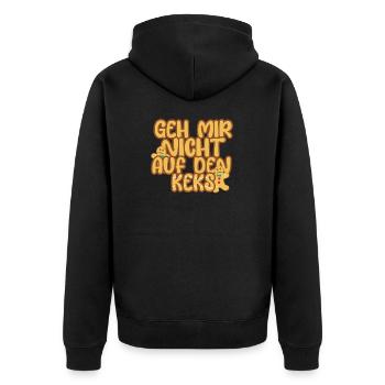 Geh mir nicht auf den Keks - Plätzchen Lebkuchen - Unisex Premium Bio Zip Hoodie - Schwarz - Hinten - Nico (187cm)