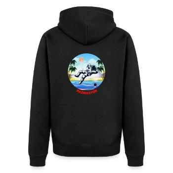 Mazinasyon - Unisex Premium Bio Zip Hoodie - Schwarz - Hinten - Nico (187cm)