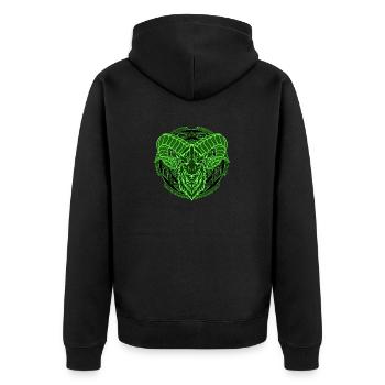 Wikinger Widder Aries - Unisex Premium Bio Zip Hoodie - Schwarz - Hinten - Nico (187cm)
