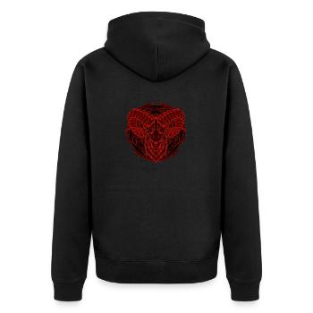 Wikinger Widder Aries - Unisex Premium Bio Zip Hoodie - Schwarz - Hinten - Nico (187cm)