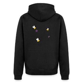bee happy - Unisex Premium Bio Zip Hoodie - Schwarz - Hinten - Nico (187cm)