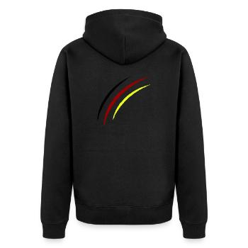 krallen germany - Unisex Premium Bio Zip Hoodie - Schwarz - Hinten - Nico (187cm)