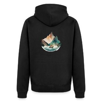 Bateau sur le lac dans les montagnes - Veste à capuche bio Premium Unisexe - noir - Dos - Nico (187cm)