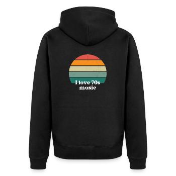 Ich liebe Musik der 70er Jahre - Unisex Premium Bio Zip Hoodie - Schwarz - Hinten - Nico (187cm)