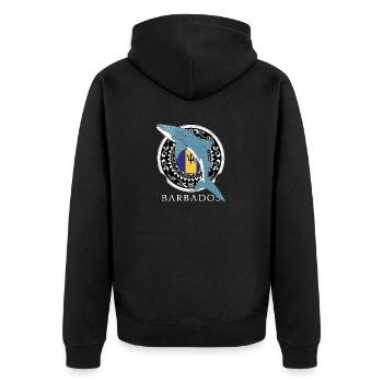 Barbados Walhai - Unisex Premium Bio Zip Hoodie - Schwarz - Hinten - Nico (187cm)