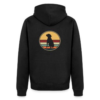 Dackel Retro Hund Hunde - Unisex Premium Bio Zip Hoodie - Schwarz - Hinten - Nico (187cm)