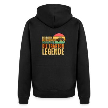 Landwirtschaft Bauer Landwirt - Unisex Premium Bio Zip Hoodie - Schwarz - Hinten - Nico (187cm)