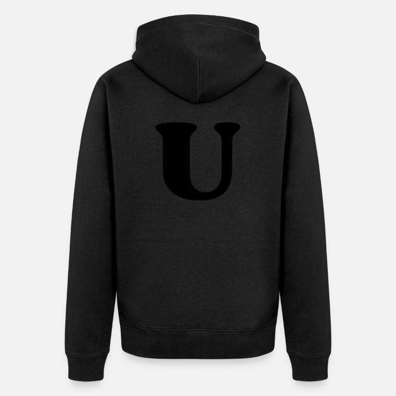 Lettre u - Veste à capuche bio Premium Unisexe - noir
