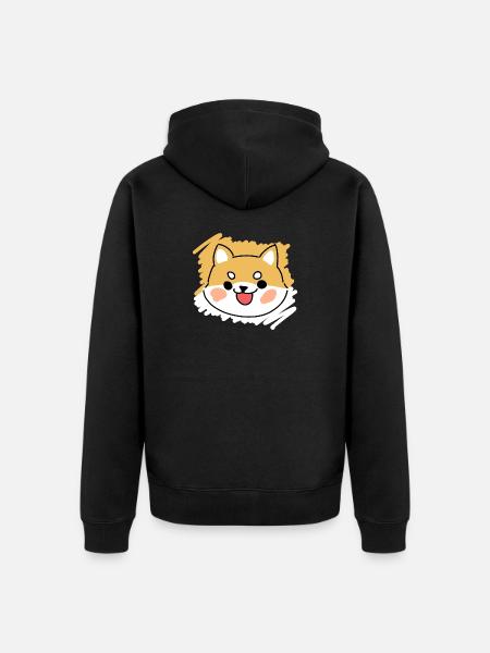 SŁODKI PIES SHIBA INU KAWAII - Ekologiczna rozpinana bluza z kapturem Premium unisex - czarny