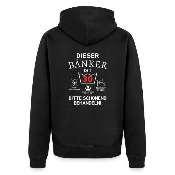 Ce banquier a 30 ans. - Veste à capuche bio Premium Unisexe - noir - Dos - Nico (187cm)