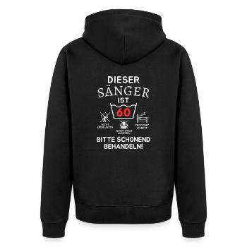 This singer is 60. - Unisex Premium Organic Zip Hoodie - black - Back - Nico (187cm)