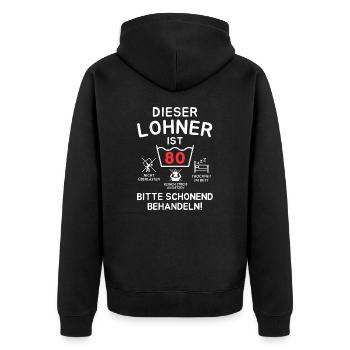 Ce Lohner a 80 ans. Traitez en douceur - Veste à capuche bio Premium Unisexe - noir - Dos - Nico (187cm)