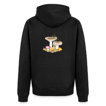 Frauen-Täubling (Russula cyanoxantha) - Unisex Premium Bio Zip Hoodie - Schwarz - Hinten - Nico (187cm)