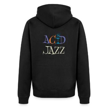 Vintage 60s Acid Jazz Music - Unisex Premium Bio Zip Hoodie - Schwarz - Hinten - Nico (187cm)