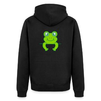 Shield Wall Frog Comic - Unisex Premium Organic Zip Hoodie - black - Back - Nico (187cm)
