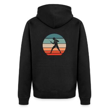 Fencing épée fencing retro sunset fencer - Unisex Premium Organic Zip Hoodie - black - Back - Nico (187cm)