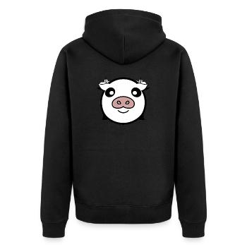 Kuh süß Tier Bauernhof Tiere lustig Kühe neu 21 - Unisex Premium Bio Zip Hoodie - Schwarz - Hinten - Nico (187cm)