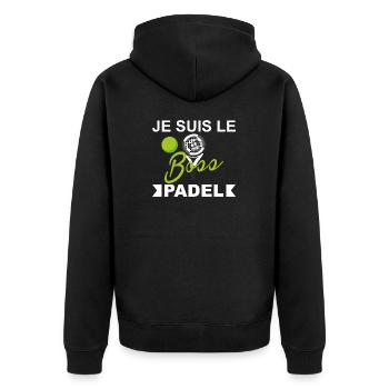 Je suis le boss, padel. cadeau drôles padel sport - Veste à capuche bio Premium Unisexe - noir - Dos - Nico (187cm)