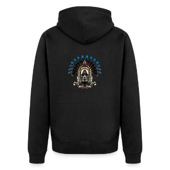 Maya Kopfschmuck - Unisex Premium Bio Zip Hoodie - Schwarz - Hinten - Nico (187cm)
