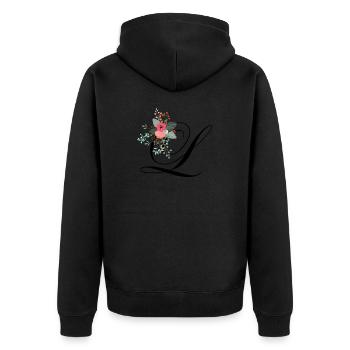 Lettre l fleuris - Veste à capuche bio Premium Unisexe - noir - Dos - Nico (187cm)