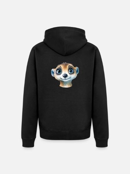 Dessin à l’aquarelle suricate - Veste à capuche bio Premium Unisexe - noir