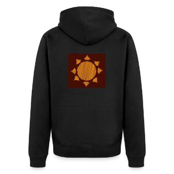 Sonne - Unisex Premium Bio Zip Hoodie - Schwarz - Hinten - Nico (187cm)
