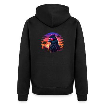 Synthwave Bird Sunset - Unisex Premium Organic Zip Hoodie - black - Back - Nico (187cm)