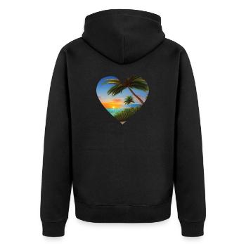 Sommerurlaub Insel Sonne Palme Strand Palmen - Unisex Premium Bio Zip Hoodie - Schwarz - Hinten - Nico (187cm)