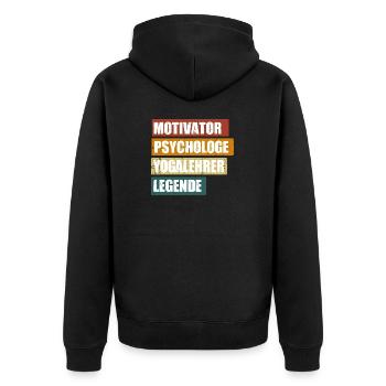 Lustiger Yogalehrer Spruch zum Geburtstag - Unisex Premium Bio Zip Hoodie - Schwarz - Hinten - Nico (187cm)