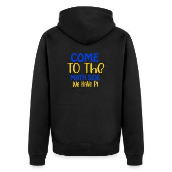 Venez du côté mathématique, nous avons pi, jour Pi, 14 mars - Veste à capuche bio Premium Unisexe - noir - Dos - Nico (187cm)