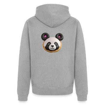 Panda Triple Donuts - Unisex Premium Bio Zip Hoodie - Grau meliert - Hinten - Nico (187cm)