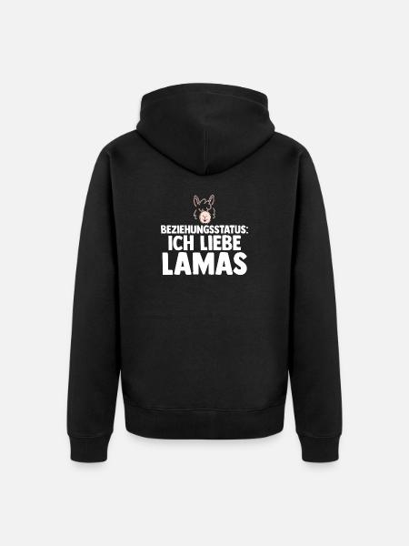 Lama - Unisex Premium Bio Zip Hoodie - Schwarz