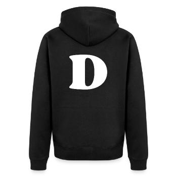 Buchstabe d - Unisex Premium Bio Zip Hoodie - Schwarz - Hinten - Nico (187cm)