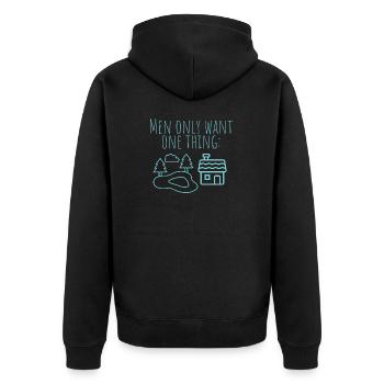 MowoT Haus am Teich - Unisex Premium Bio Zip Hoodie - Schwarz - Hinten - Nico (187cm)