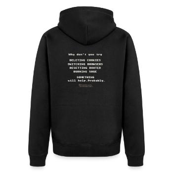 Admin Ratschlag Cookies löschen - Unisex Premium Bio Zip Hoodie - Schwarz - Hinten - Nico (187cm)