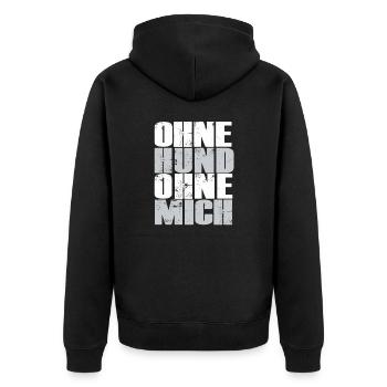 Ohne Hund Ohne Mich Hundemotiv - Unisex Premium Bio Zip Hoodie - Schwarz - Hinten - Nico (187cm)
