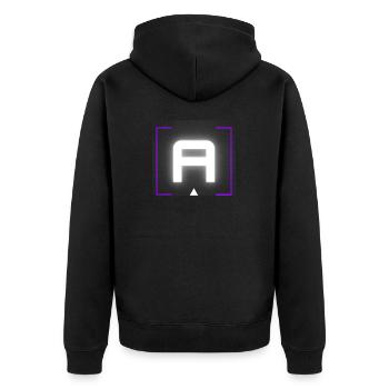 Buchstabe "A" - Unisex Premium Bio Zip Hoodie - Schwarz - Hinten - Nico (187cm)